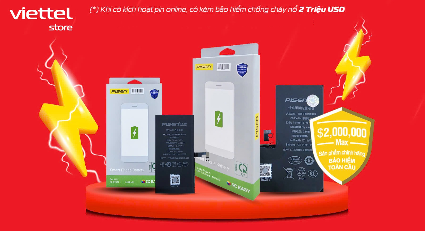 Viettel Store hợp tác cùng PISEN ra mắt dịch vụ thay pin chất lượng cao